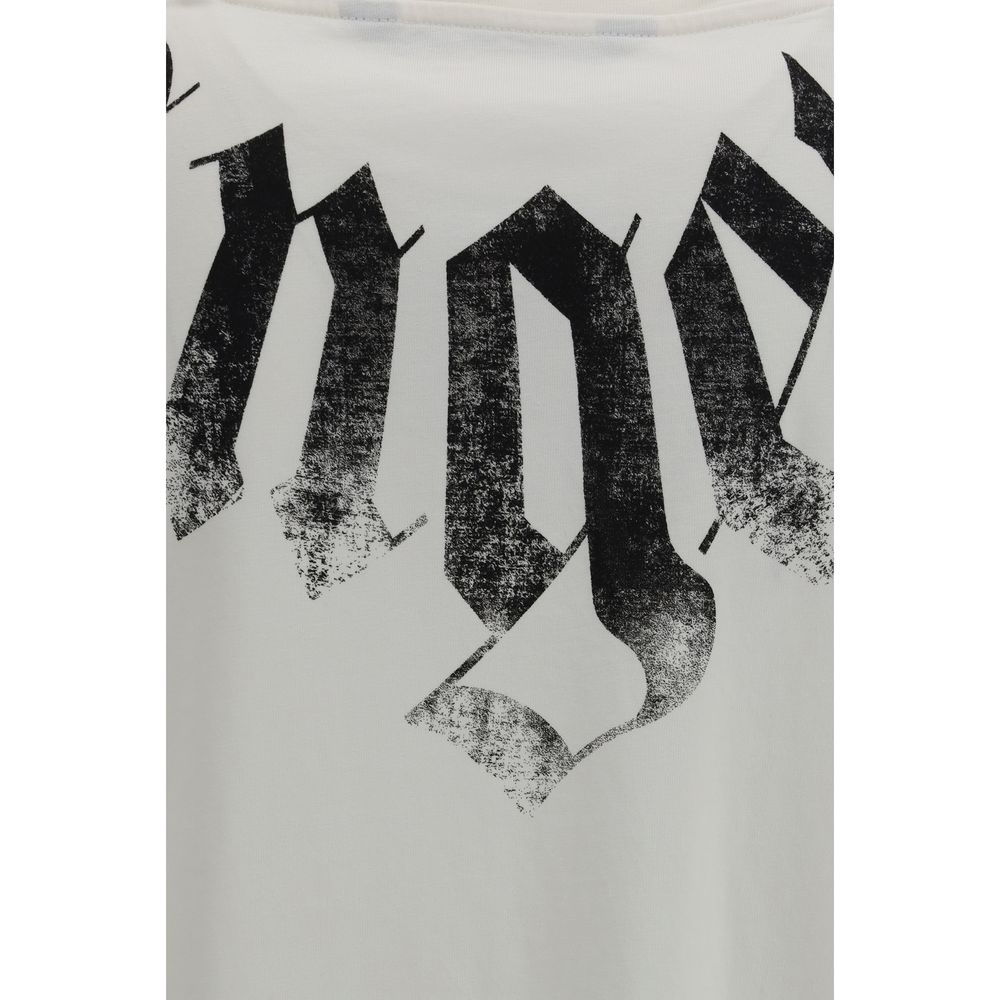 Palm Angels Big Neck Logo T-shirt - White Cotton