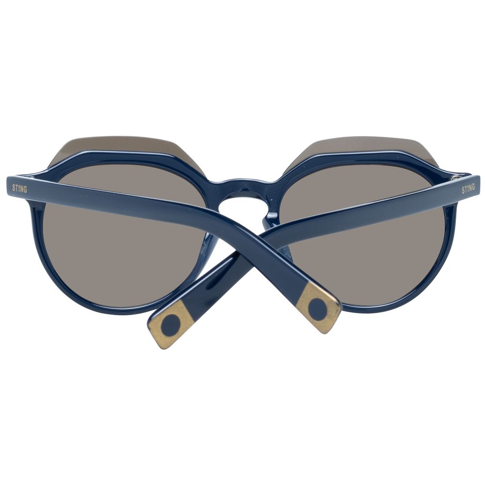 Sting Unisex Sunglasses – Blue Plastic Frame, Mirrored Lenses