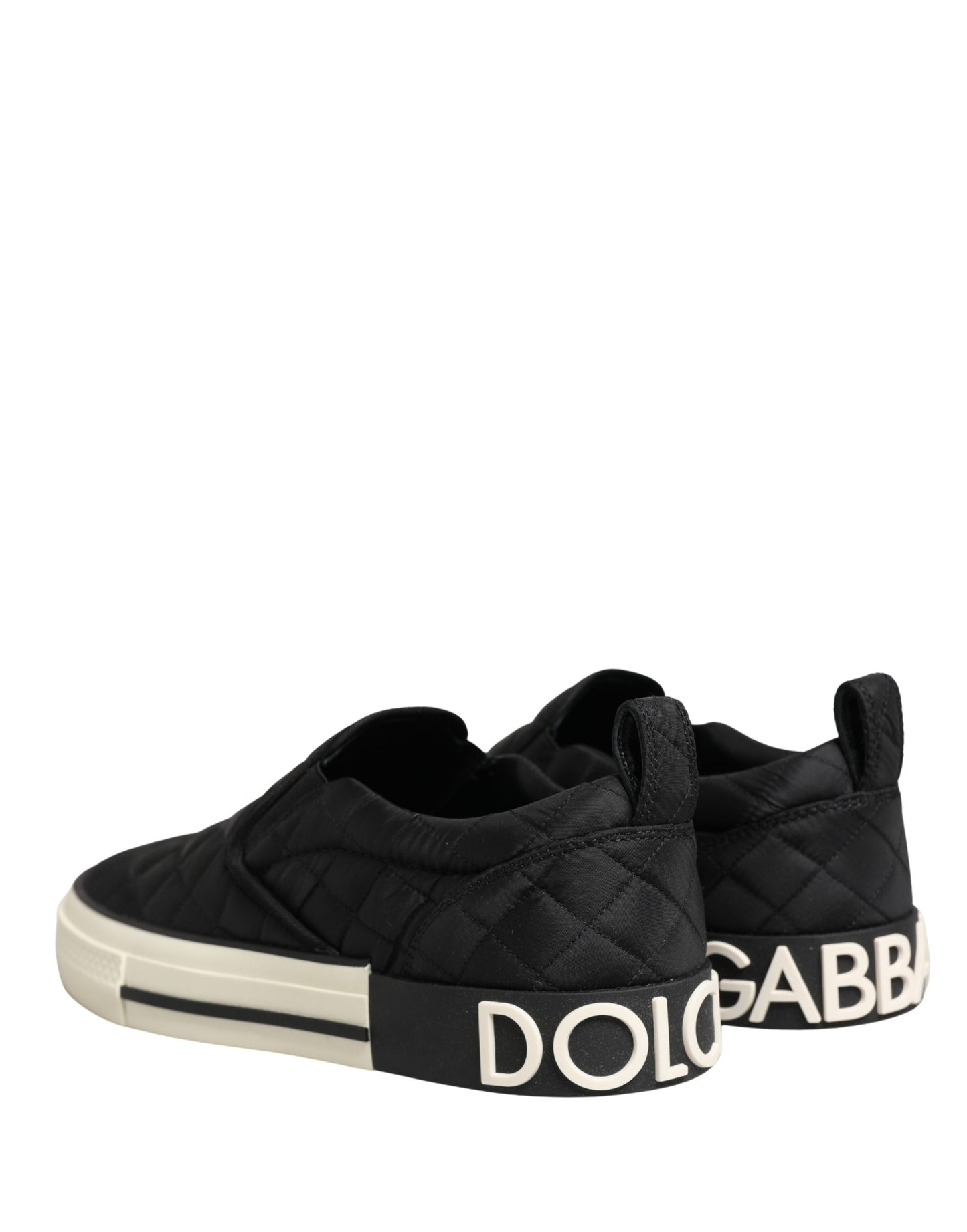 Dolce & Gabbana Black Quilted Slip On Low Top Sneakers
