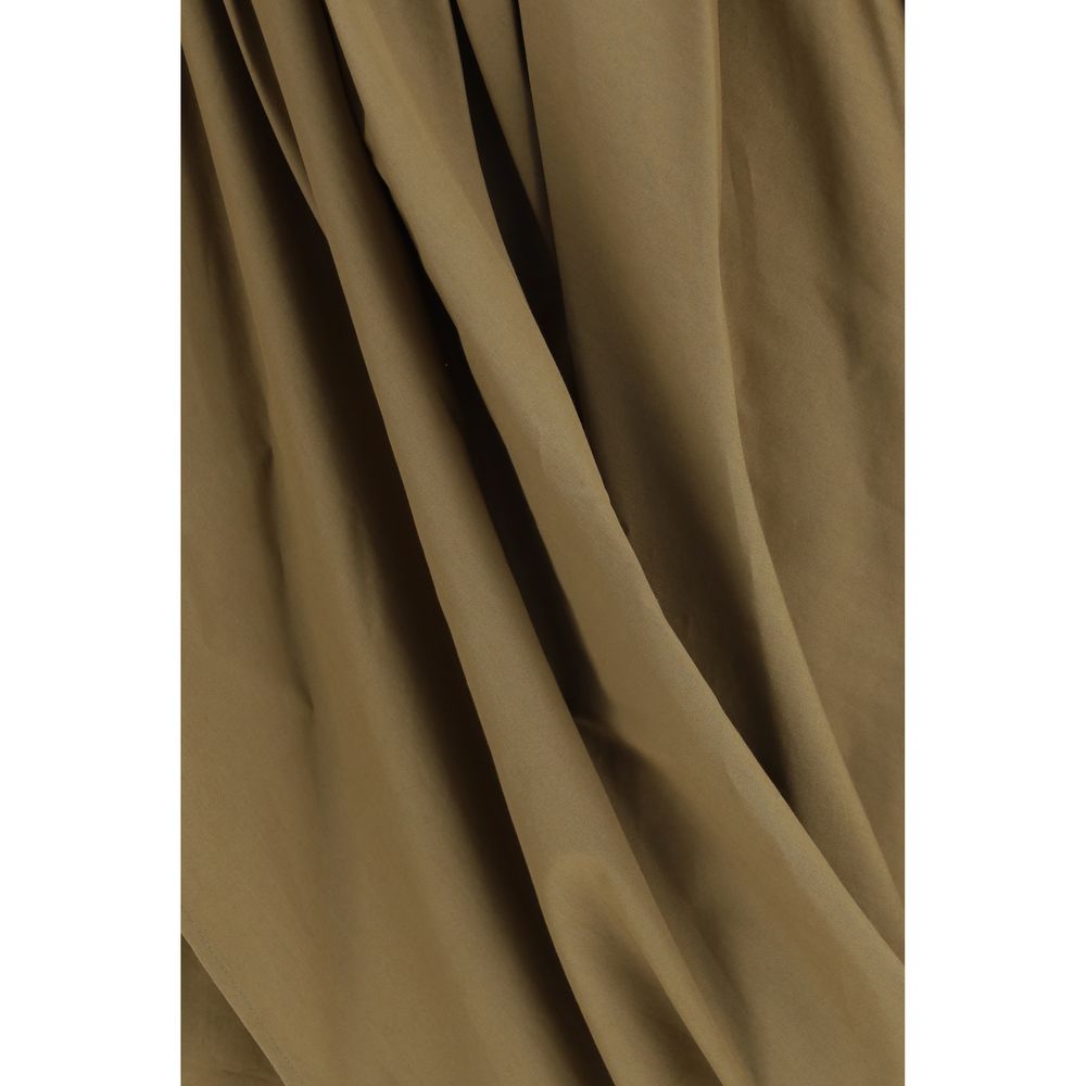 Chloé Khaki Asymmetric Draped Cotton-Poplin Skirt