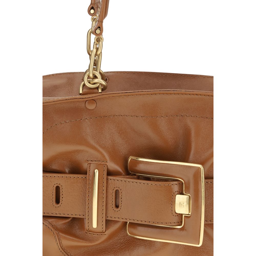 Balmain Brown Calf Leather Anthem Bag Handbag
