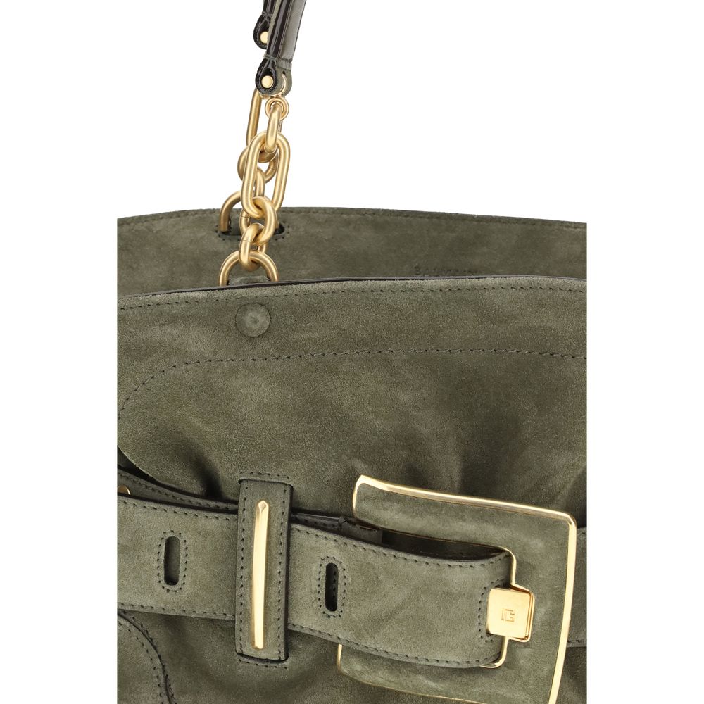 Balmain Bicolor Calf Leather Anthem Bag in Suede