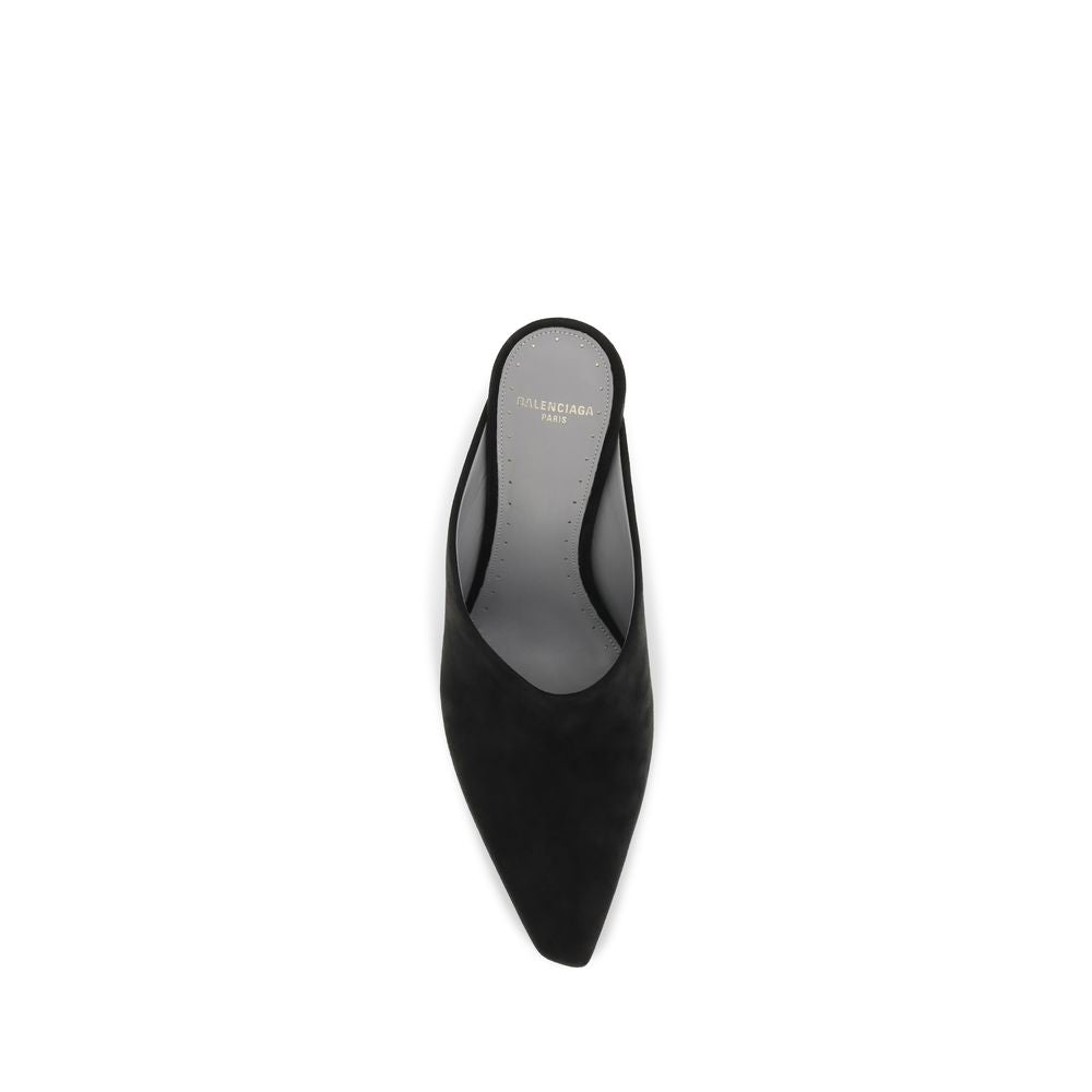 Balenciaga Black Suede Leather Duchesse Suede Mule Pumps