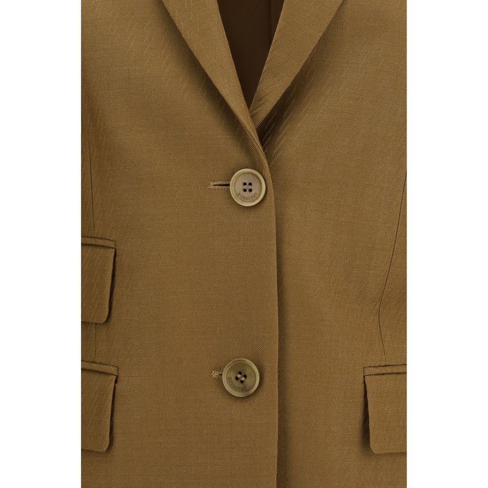 Burberry Brown Wool Mohair Tailored Blazer Jacket