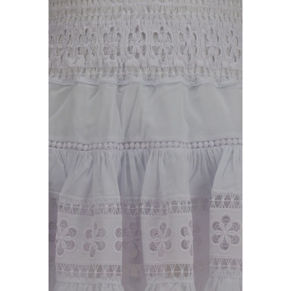 Charo Ruiz White Cotton Casual Dress - Isca Short Dress
