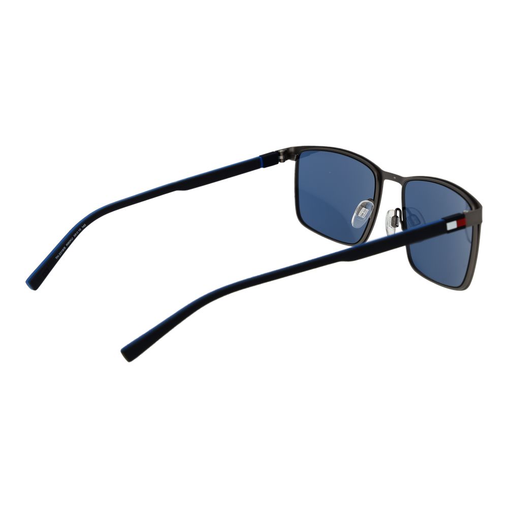 Tommy Hilfiger Men’s Sunglasses – Gunmetal Rectangle Frame, Blue Lenses