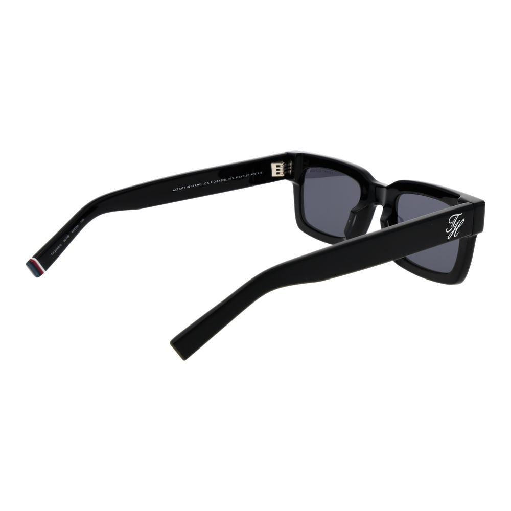 Tommy Hilfiger Men’s Sunglasses – Black Rectangle Frame, Grey Lenses