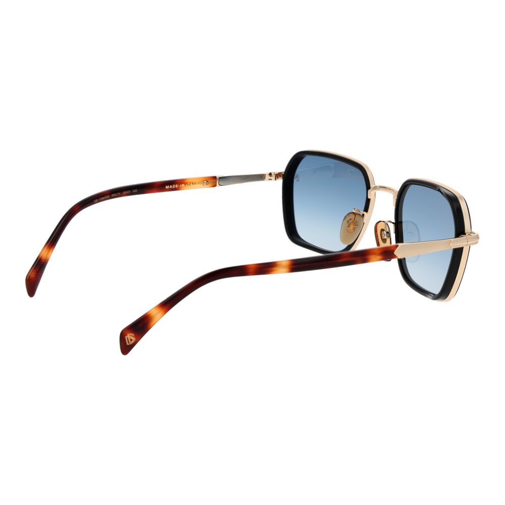 David Beckham Men’s Sunglasses – Gold Square Frame, Blue Gradient Lenses