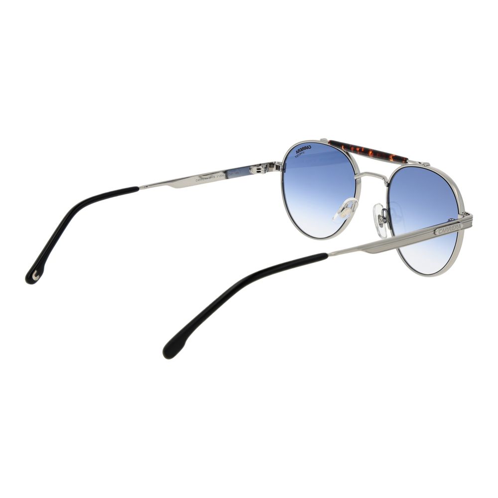 Carrera Men's Silver Metal Sunglasses – Round Blue Gradient Lenses