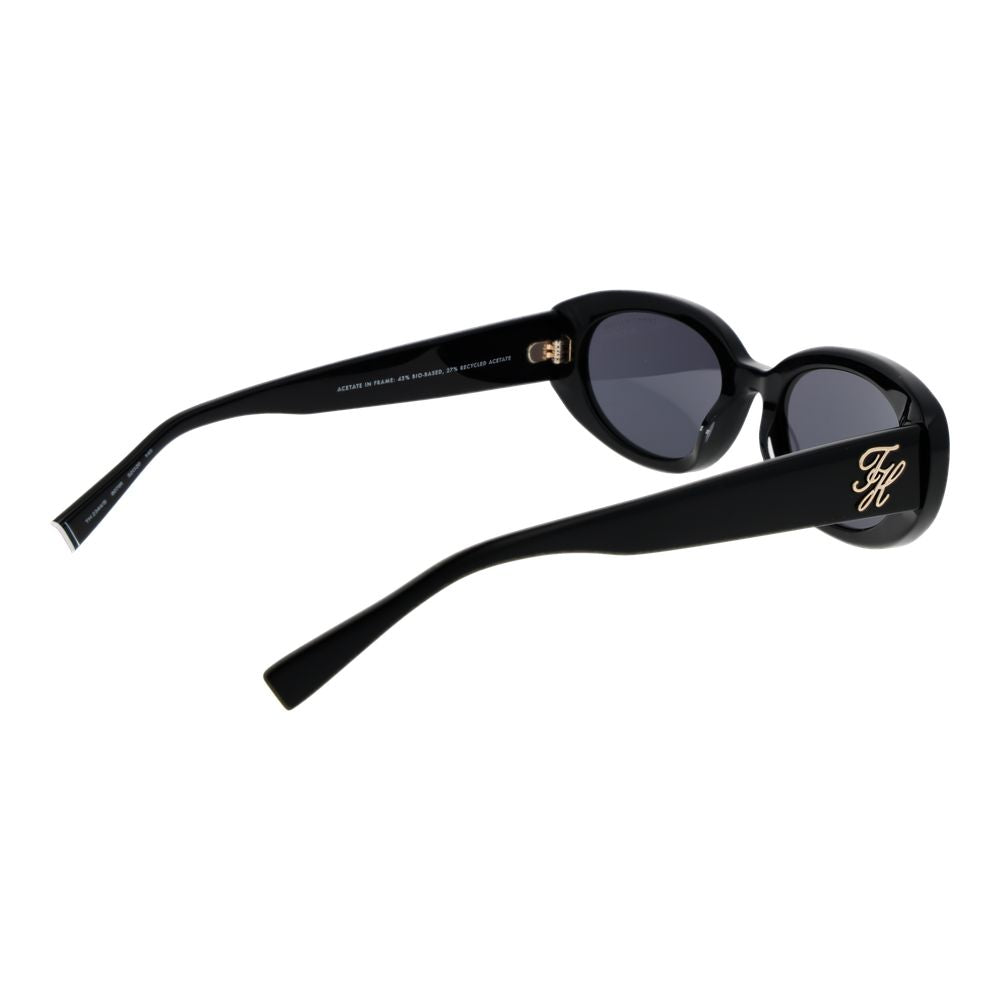 Tommy Hilfiger Women’s Sunglasses – Black Oval Frame, Grey Lenses