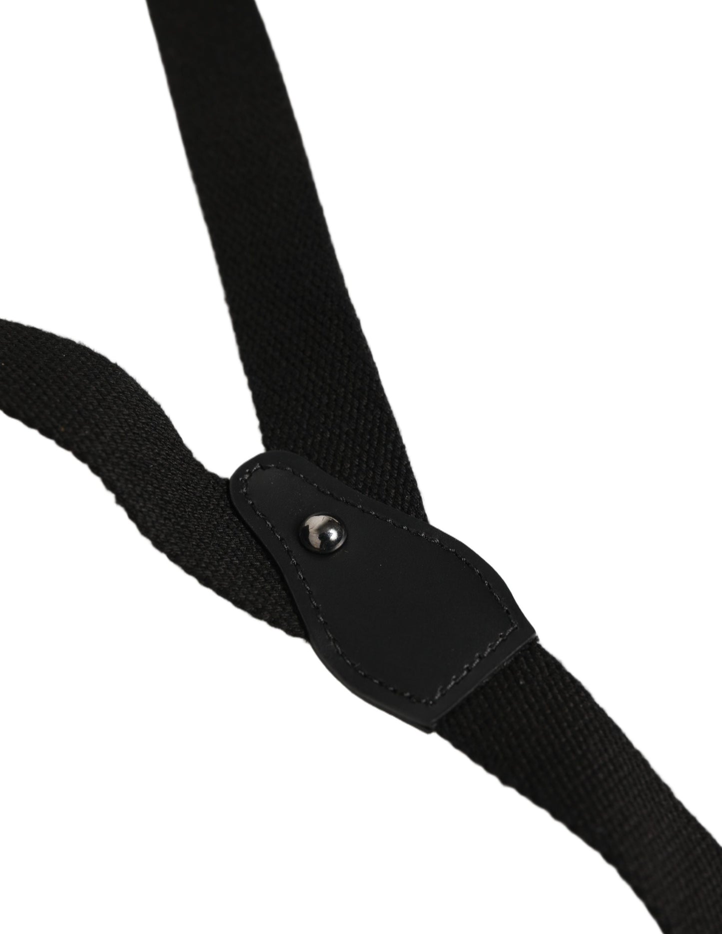 Dolce & Gabbana Black Cotton Leather Y-back Suspender