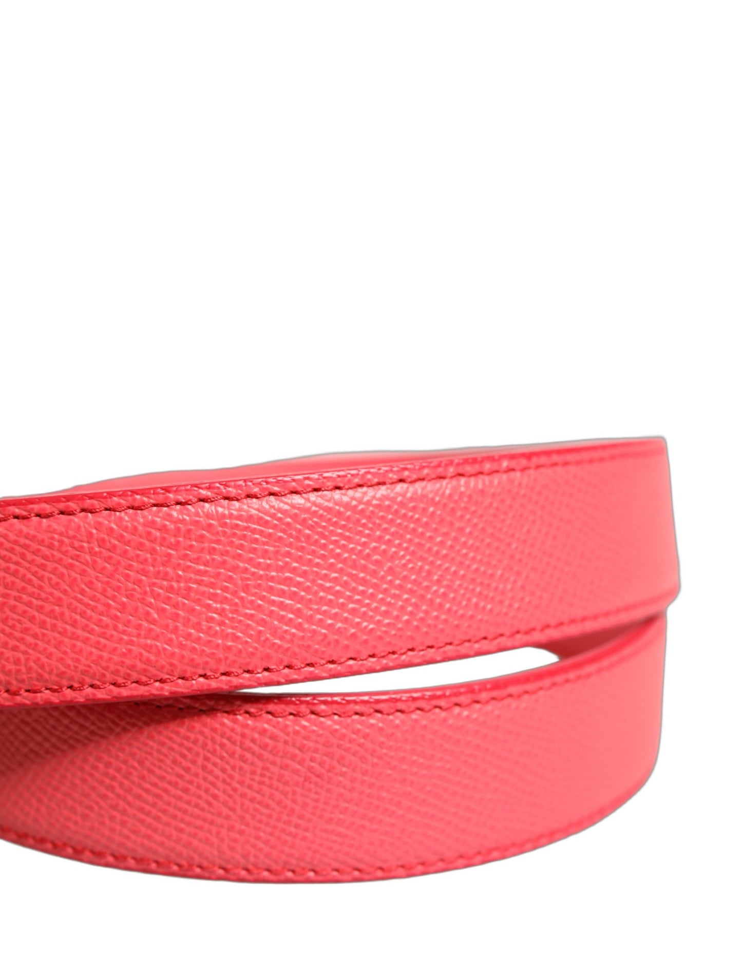 Dolce & Gabbana Pink Lambskin Leather Belt with Silver Metal Buckle