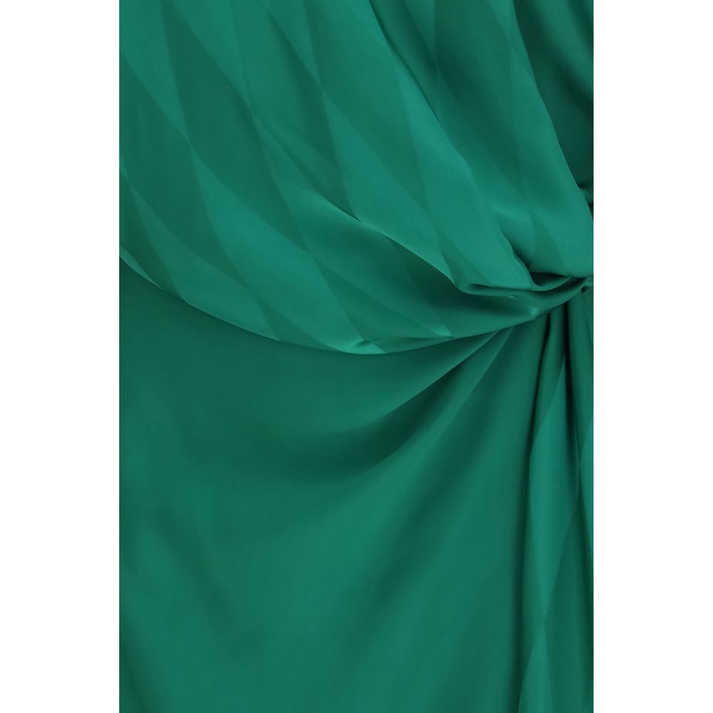 Versace Green Silk Satin Midi Twist Dress