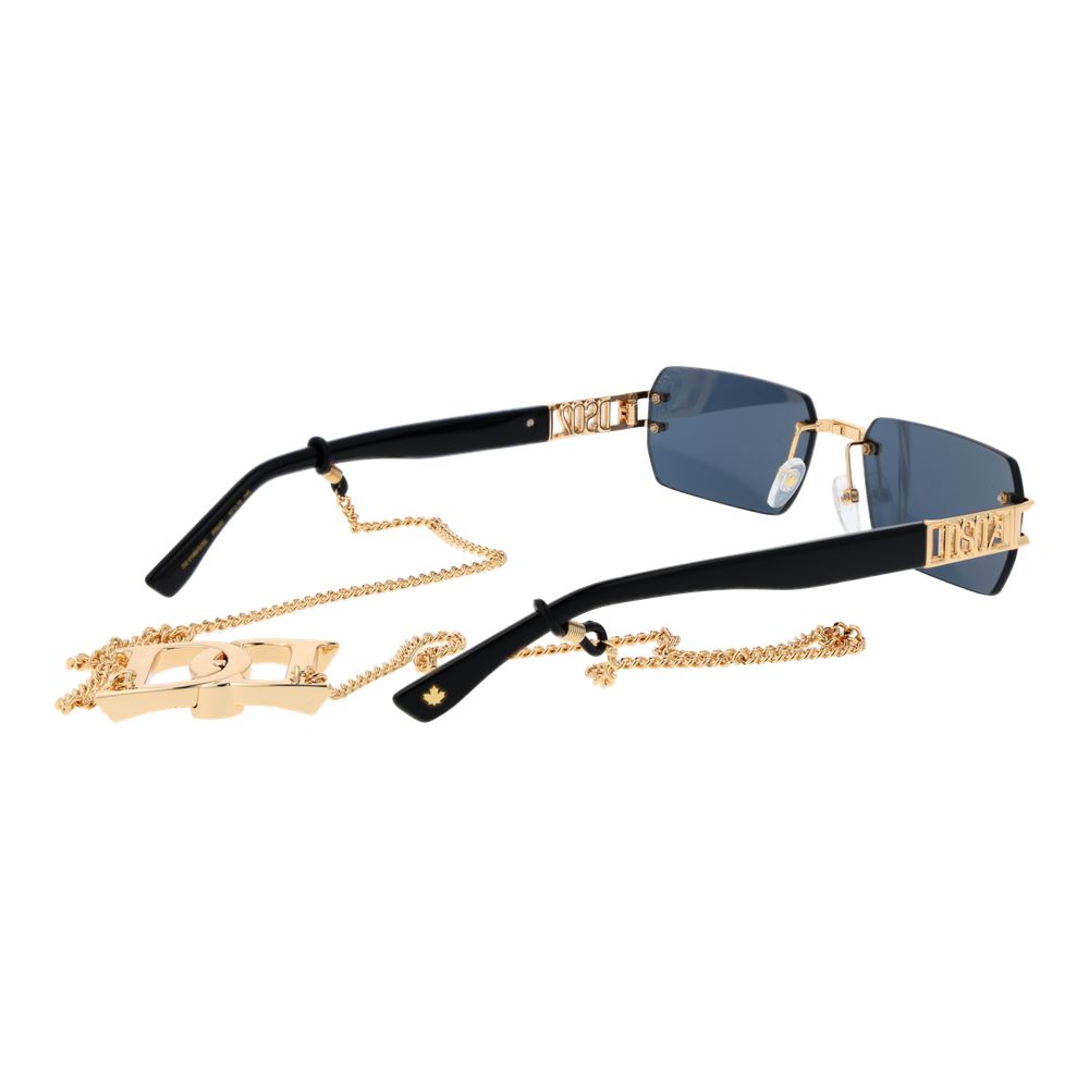 Dsquared² Men’s Sunglasses – Gold Rimless Frame, Blue Mirrored Lenses