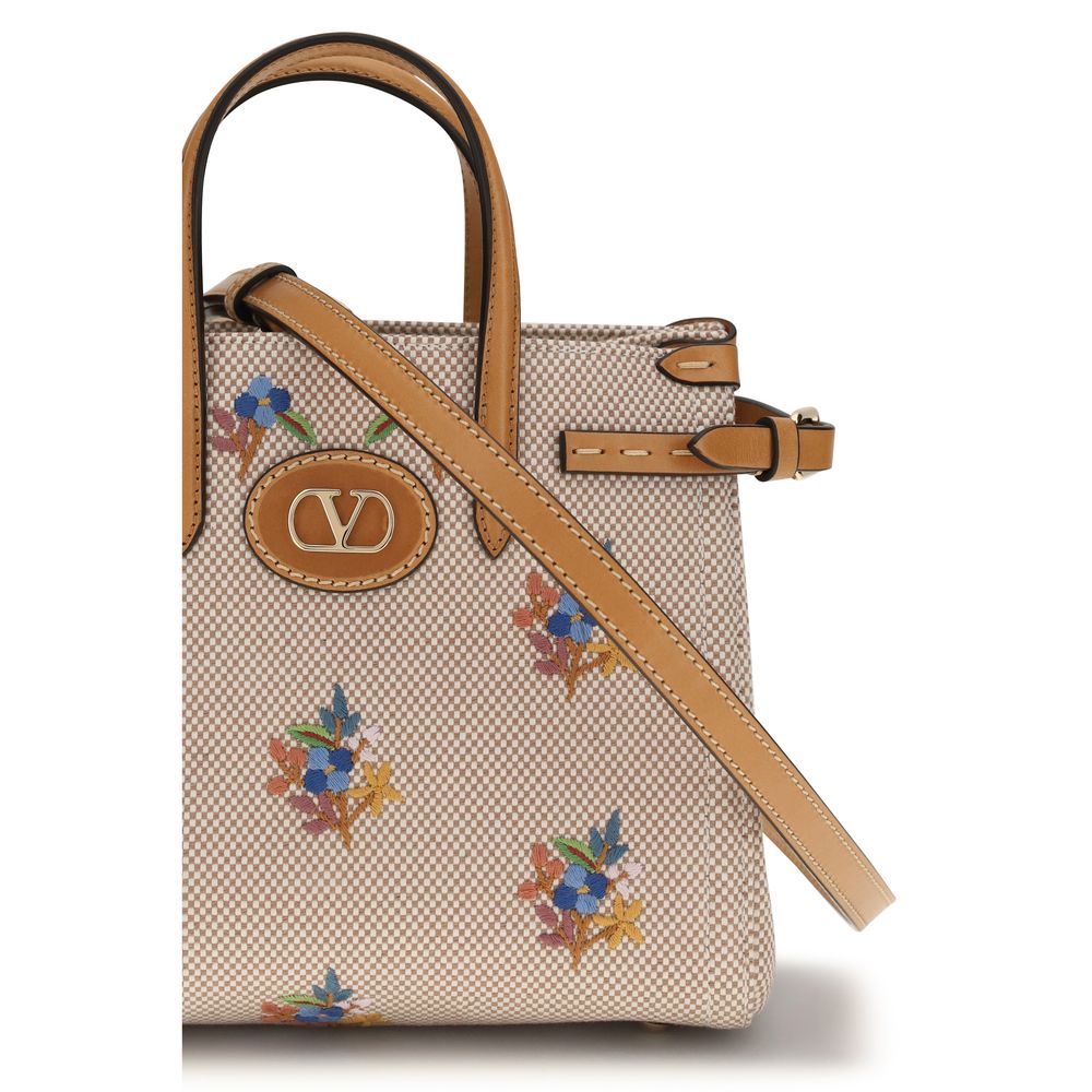 Valentino Garavani Beige Cotton Antibes Small Handbag