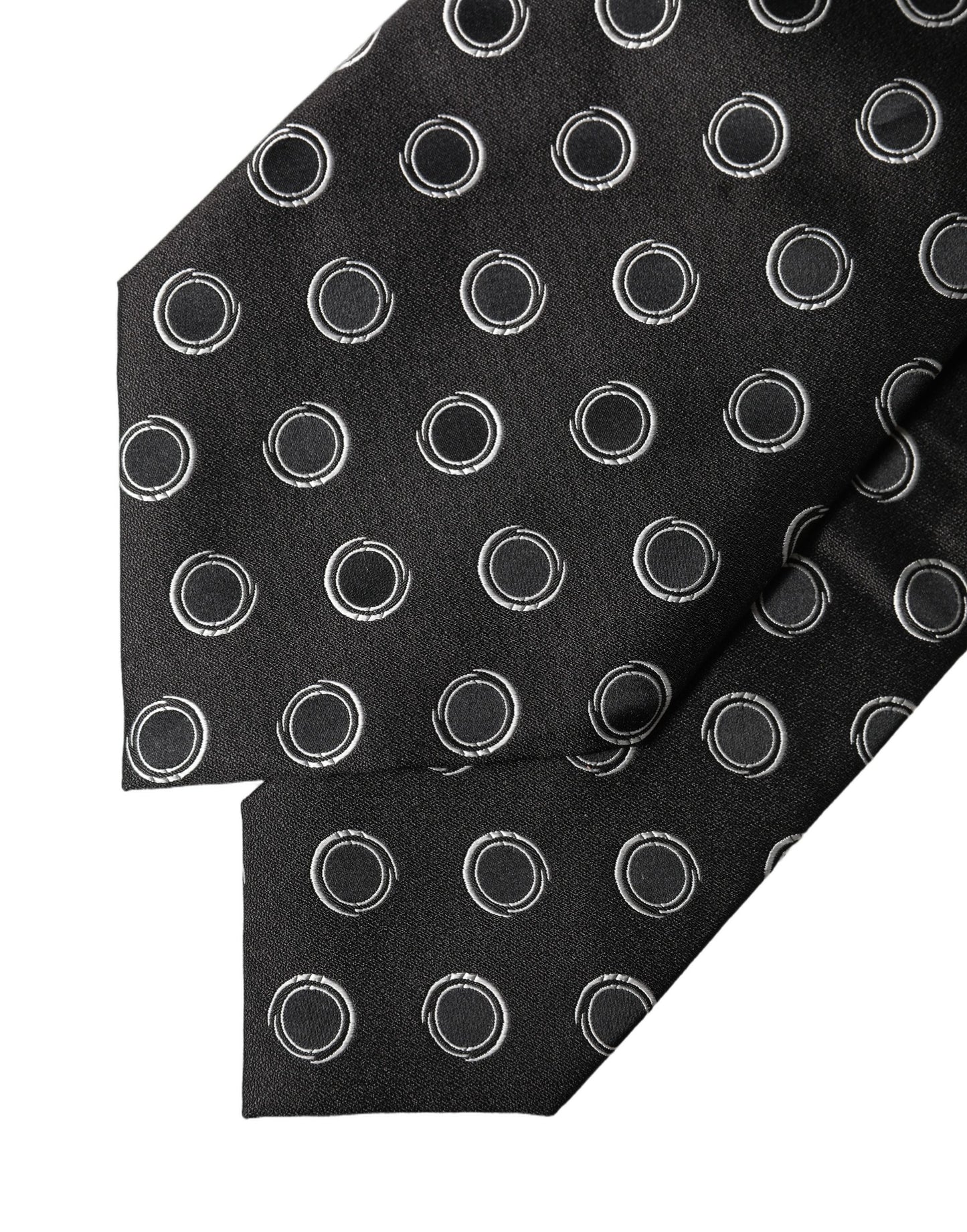 Dolce & Gabbana Black White Polka Dot Silk Adjustable Neck Tie for Women