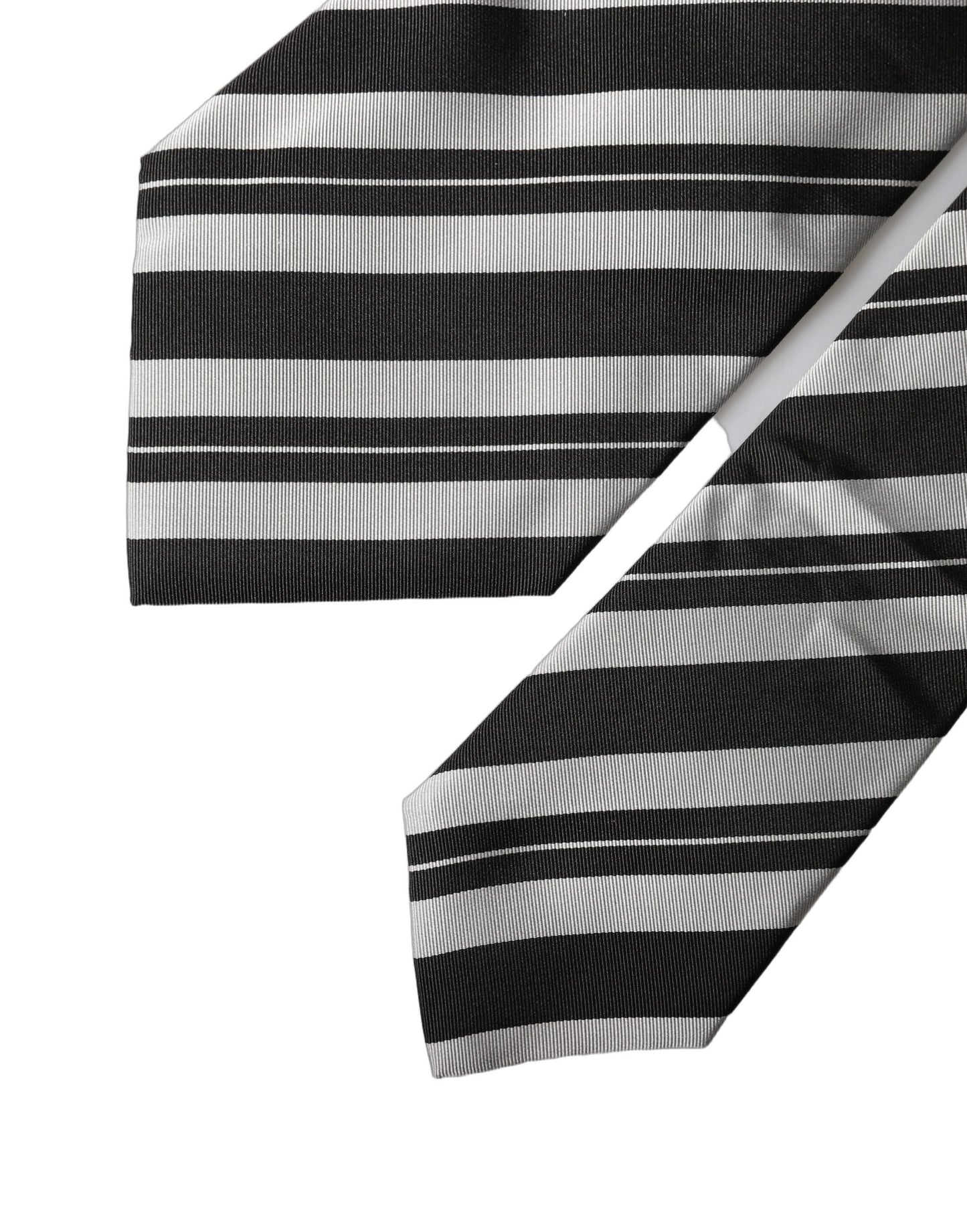 Dolce & Gabbana Black White Stripes Silk Adjustable Necktie for Women