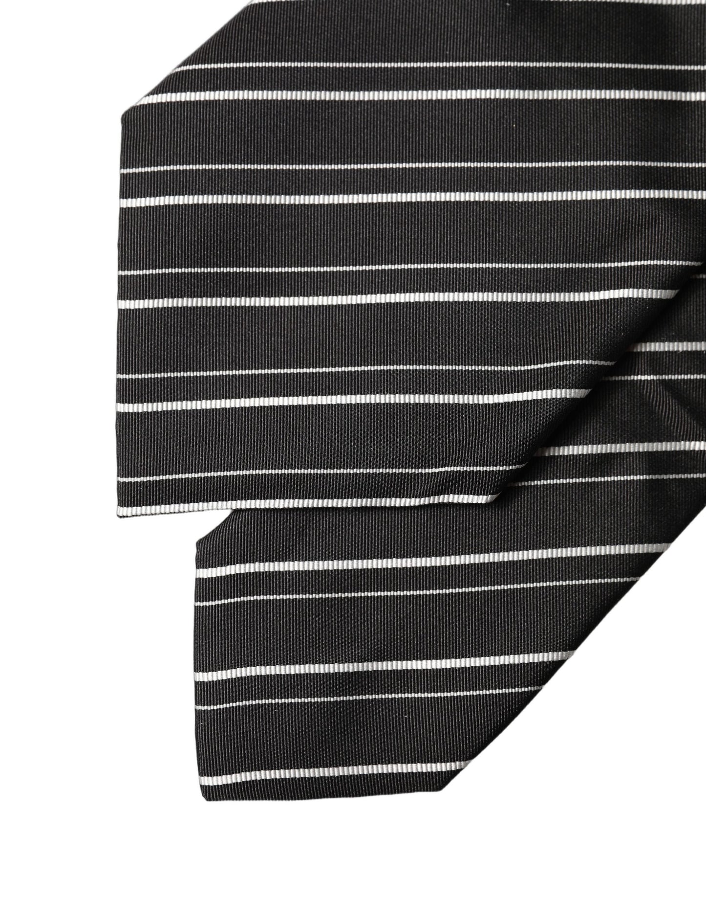 Dolce & Gabbana Black White Stripes Silk Adjustable Necktie