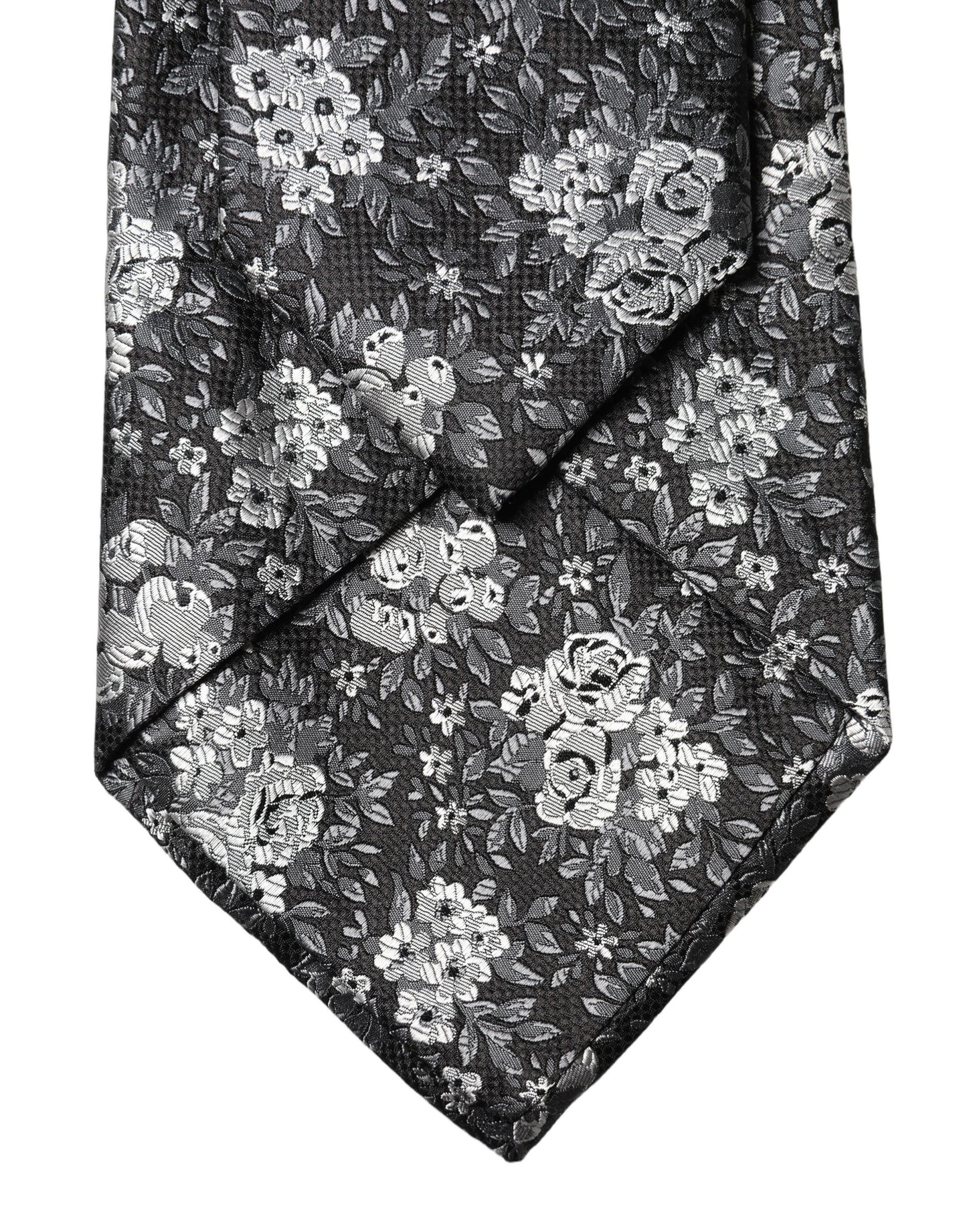 Dolce & Gabbana Black White Floral Silk Adjustable Necktie