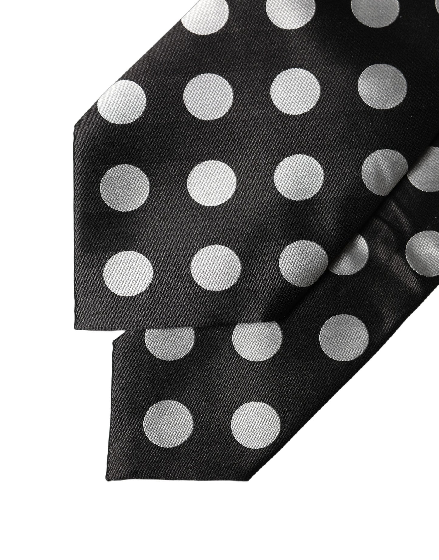 Dolce & Gabbana Black White Polka Dot Silk Adjustable Necktie