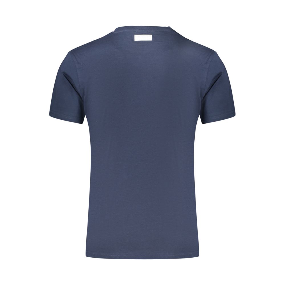 Bikkembergs Bold Blue Cotton Crew Neck T-Shirt with Half Logo Print - M