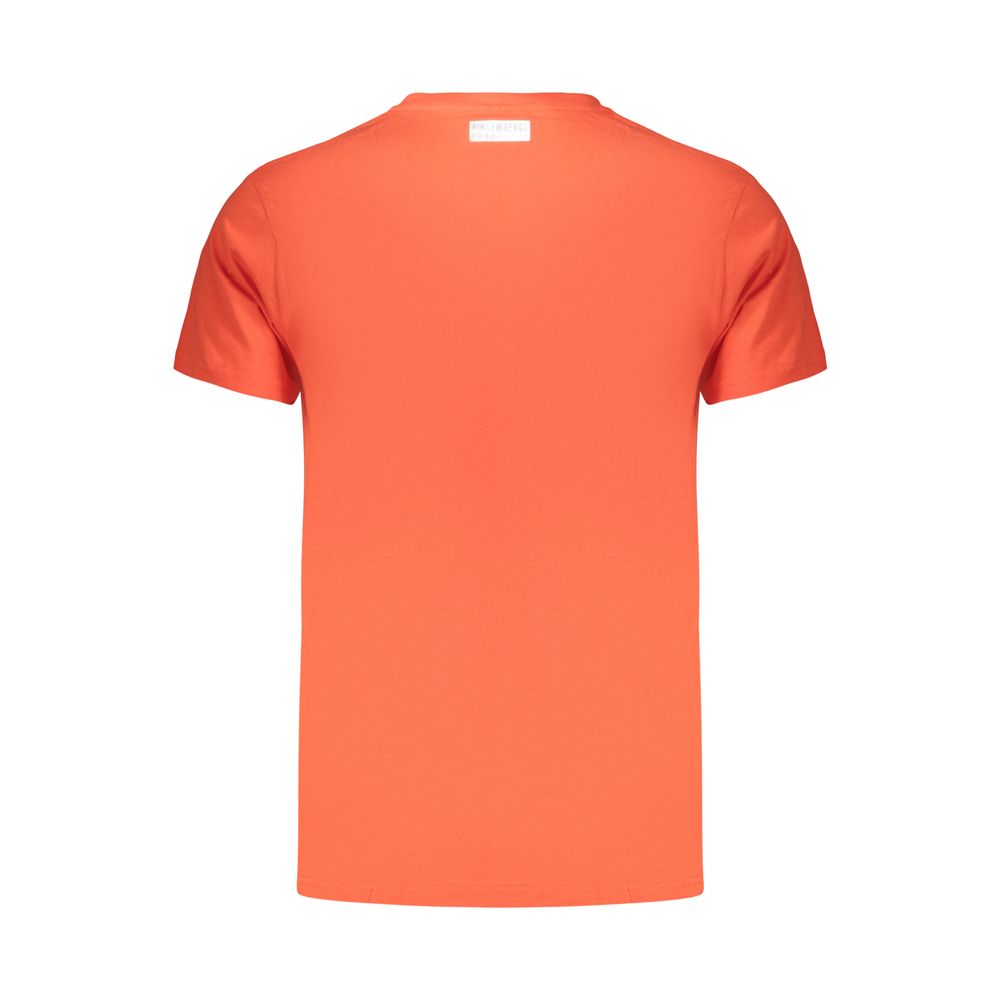 Bikkembergs Orange Cotton Short-Sleeved T-Shirt with Logo Print