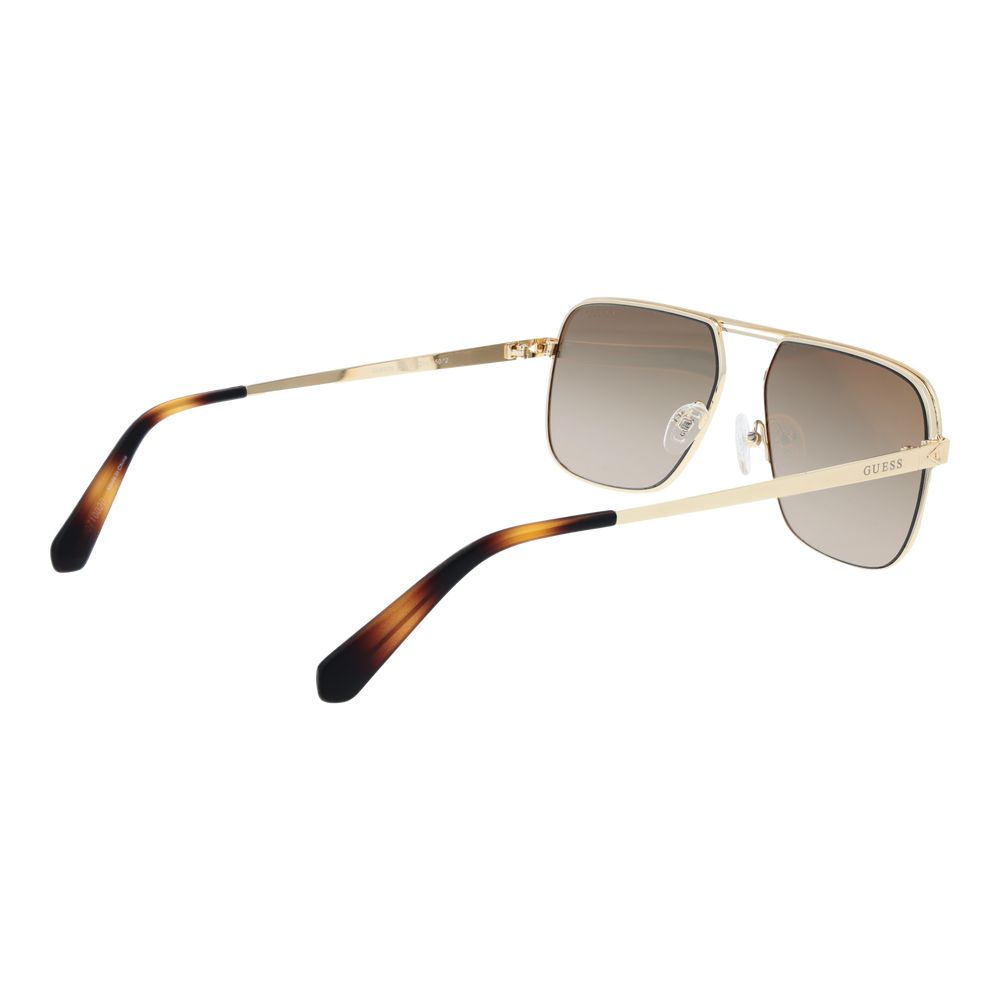 Guess Men’s Sunglasses – Gold Full-Rim Frame, Green Mirrored Lenses