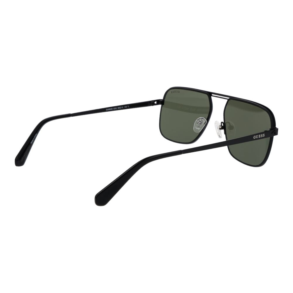 Guess Men’s Sunglasses – Black Square Frame, Silver Mirrored Lenses