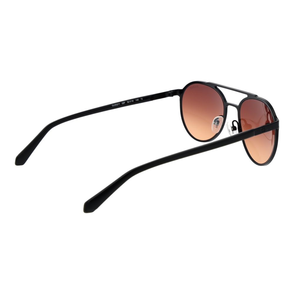 Guess Men’s Sunglasses – Black Round Frame, Brown Gradient Lenses