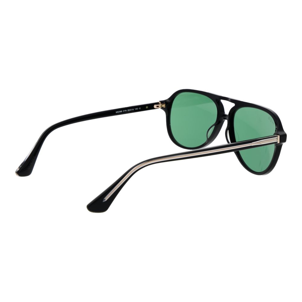 Web Black Acetate Sunglasses – Men's Aviator Style with Green Lenses