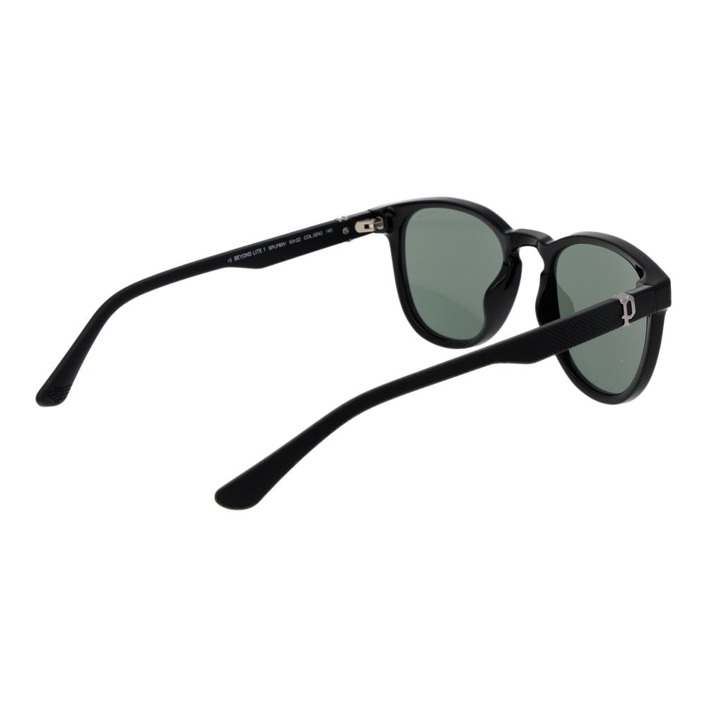 Police Men's Sunglasses – Black Full-Rim Frame, Green Lenses