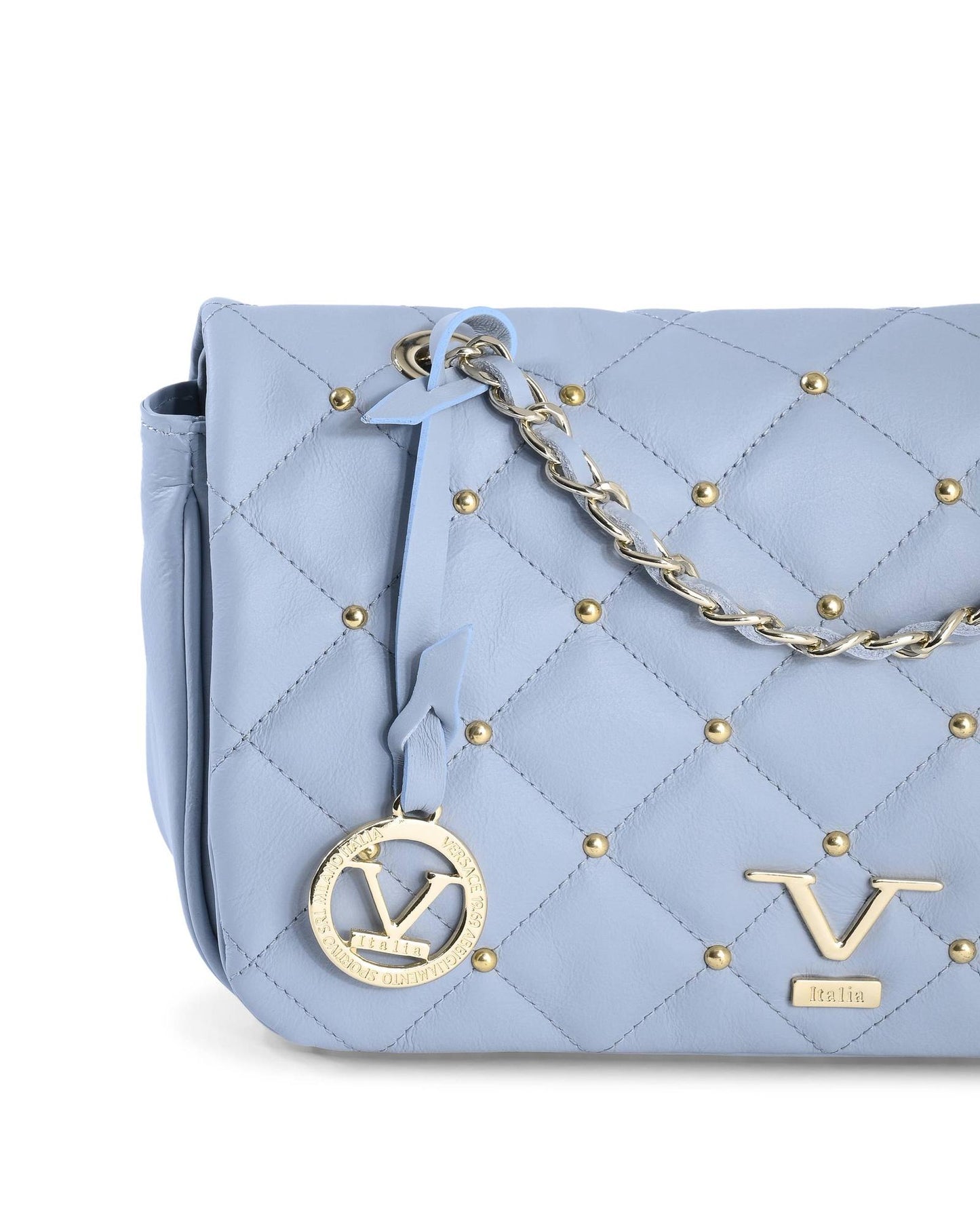 19V69 Italia Blue Leather Shoulder Bag - M392 Sauvage Celeste