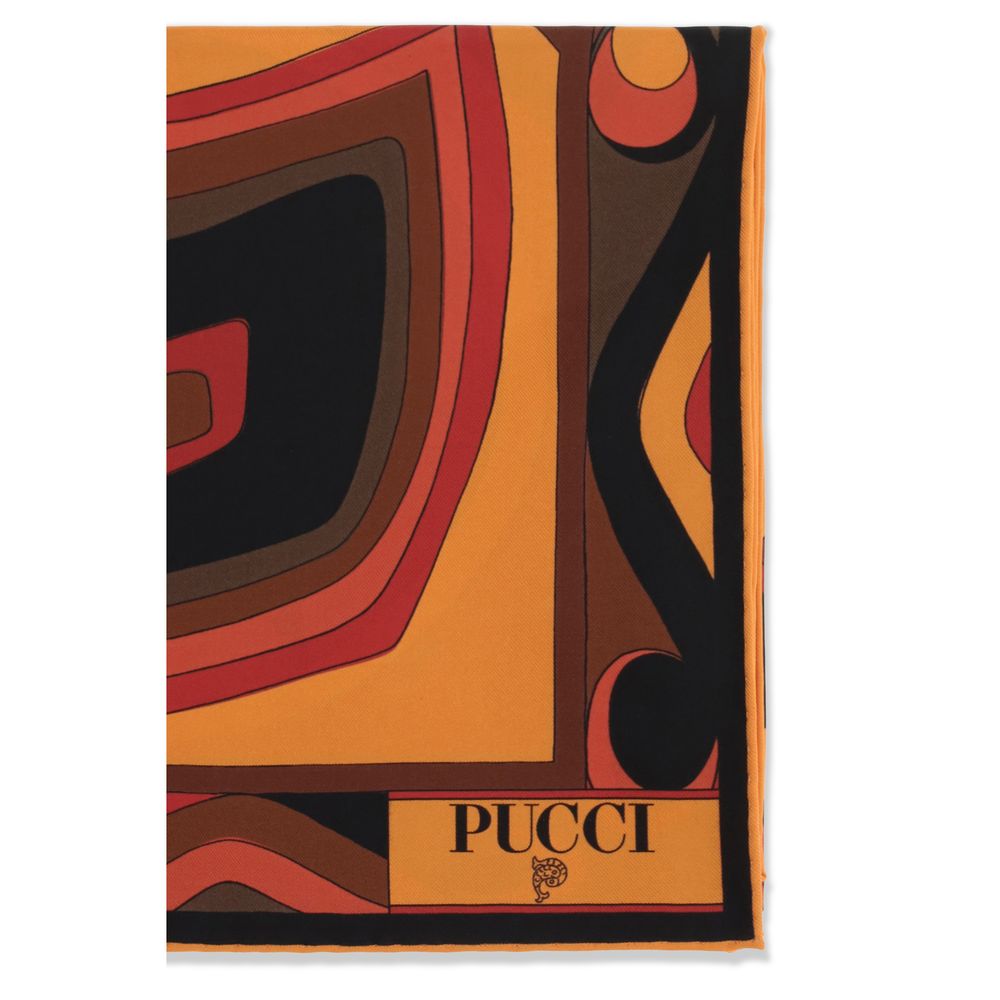 Emilio Pucci Orange Silk Scarf - Bongo Print Elegance