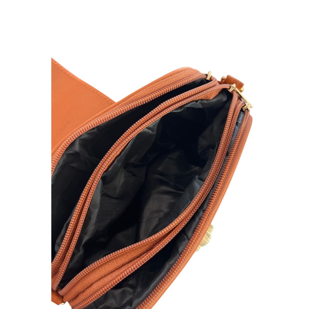 Baldinini Trend Brown Faux Leather Quilted Crossbody Bag