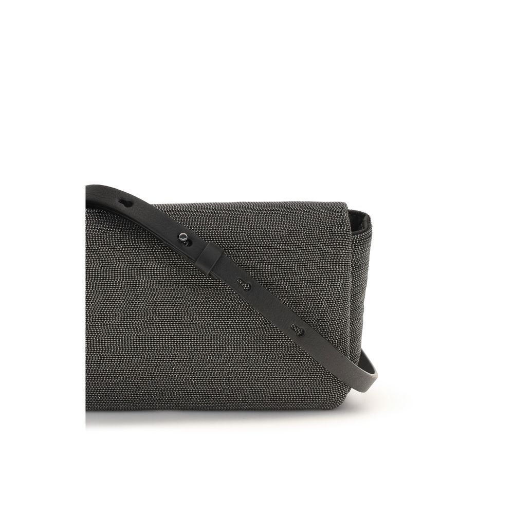 Brunello Cucinelli Precious Flap Black Leather Shoulder Bag
