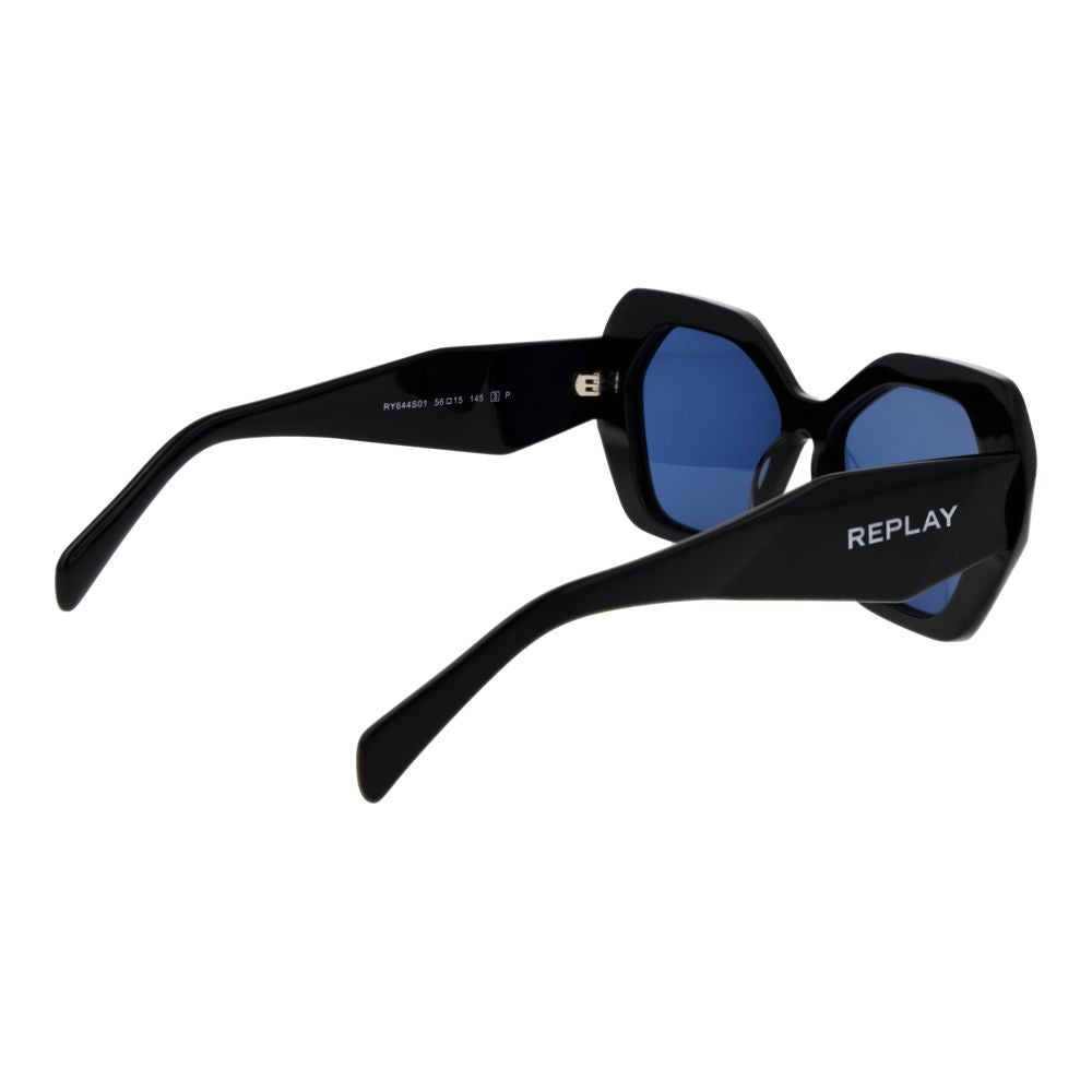 Replay Women’s Sunglasses – Black Butterfly Frame, Blue Lenses