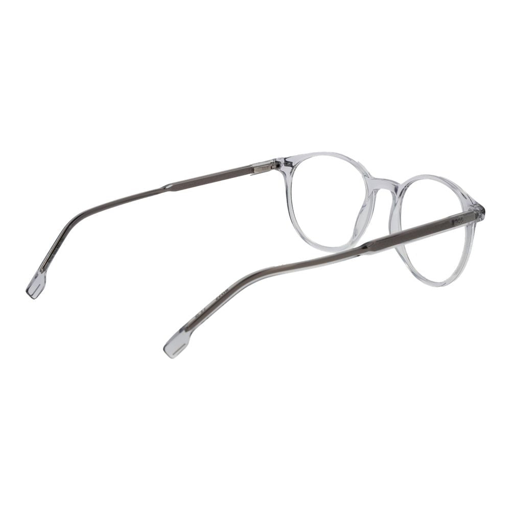 Hugo Boss Men's Gray Acetate Glasses – Panto Frame, 51mm
