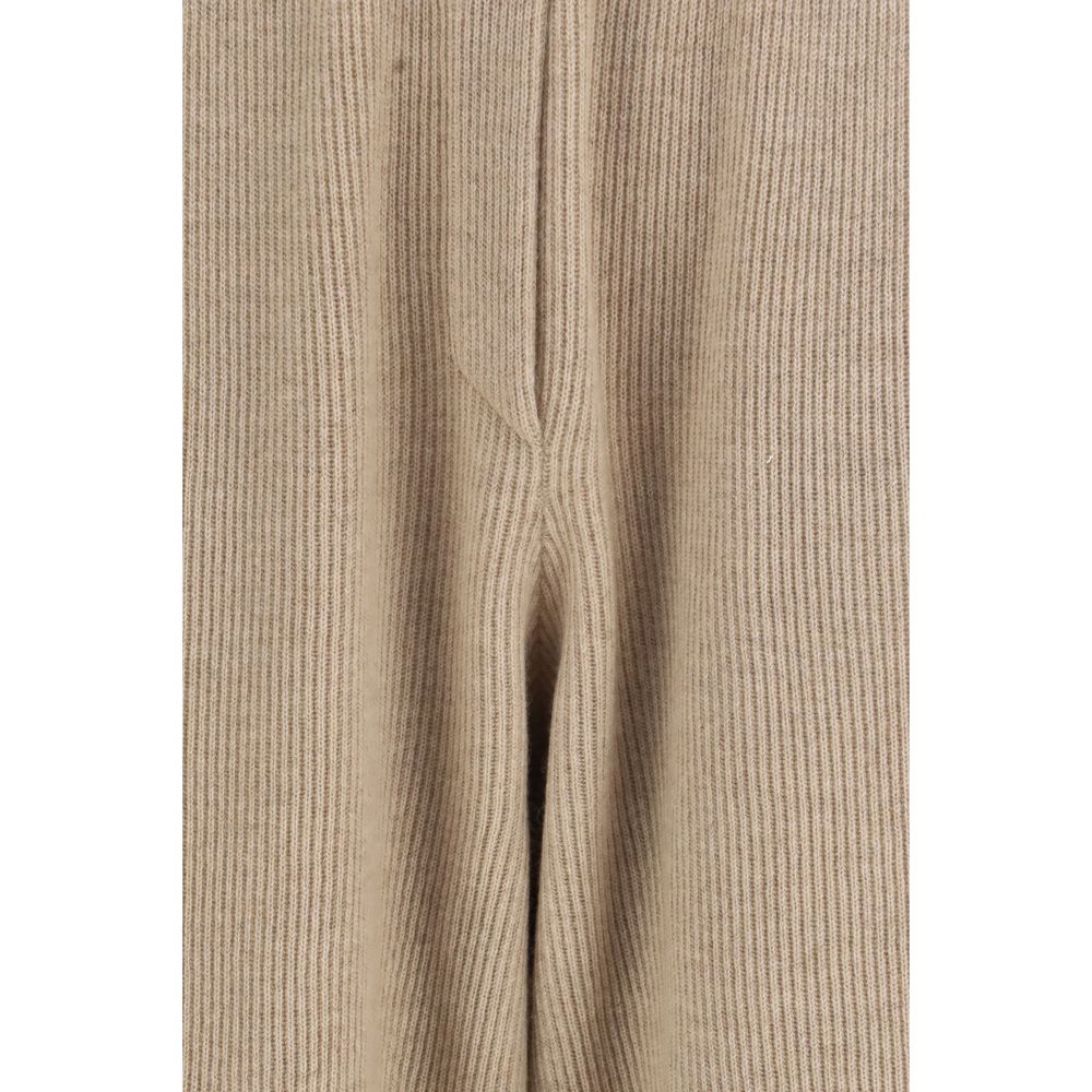 Brunello Cucinelli Beige Cashmere Wide-Leg Pants