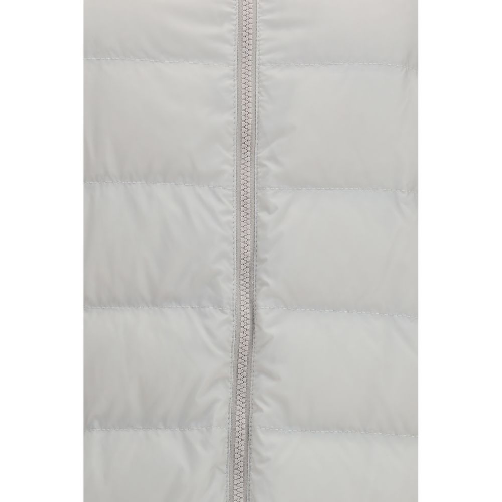 Brunello Cucinelli Gray Long Monil Chain Hooded Puffer Jacket
