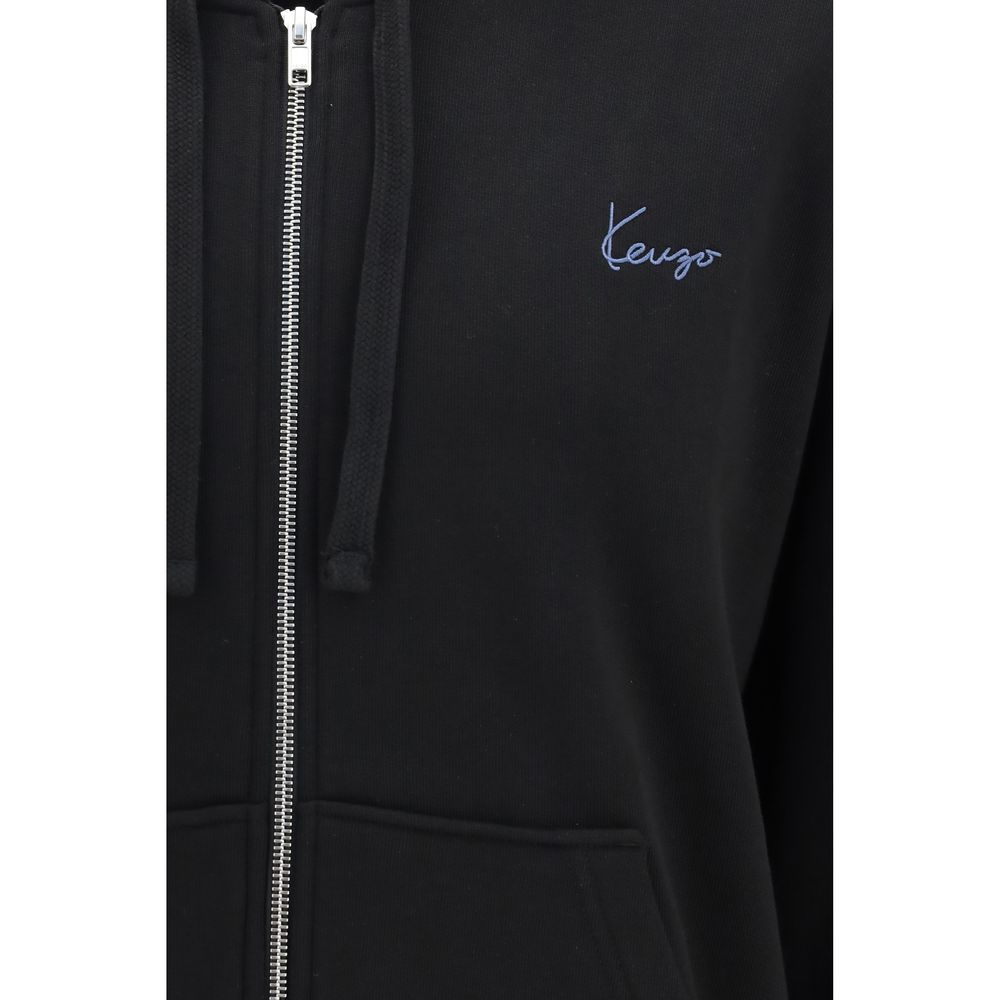 Kenzo Black Cotton Sweatshirt with Embroidered Signature
