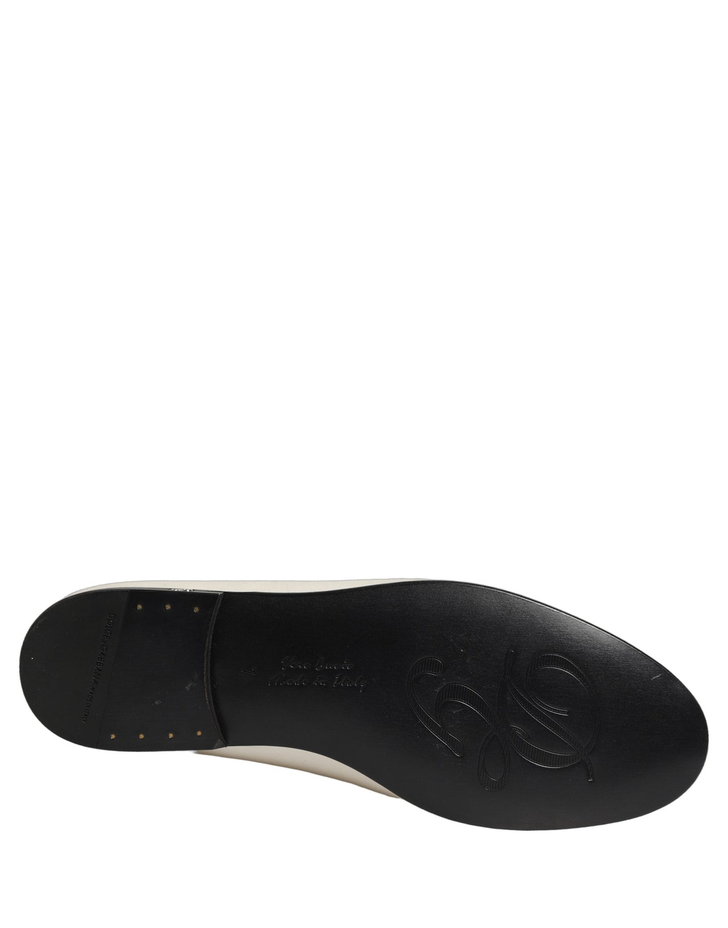 Dolce & Gabbana White Satin Logo Slip-On Flats Loafers Shoes
