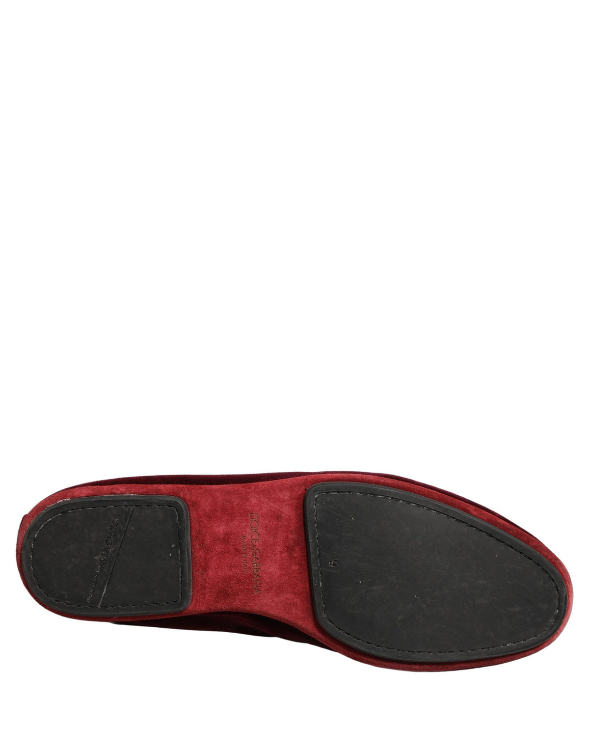 Dolce & Gabbana Burgundy Velvet Crown Slip On Loafers