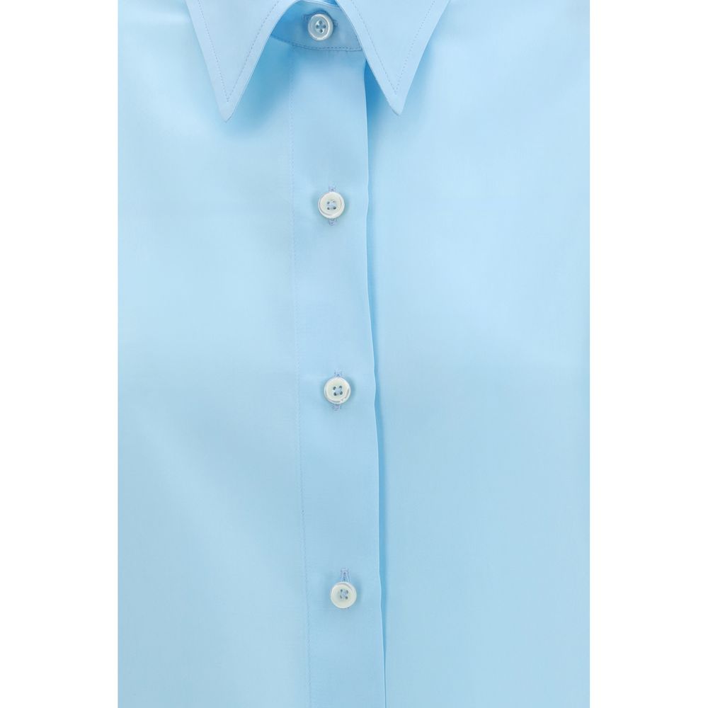 Umit Benan Blue Silk Dress Shirt