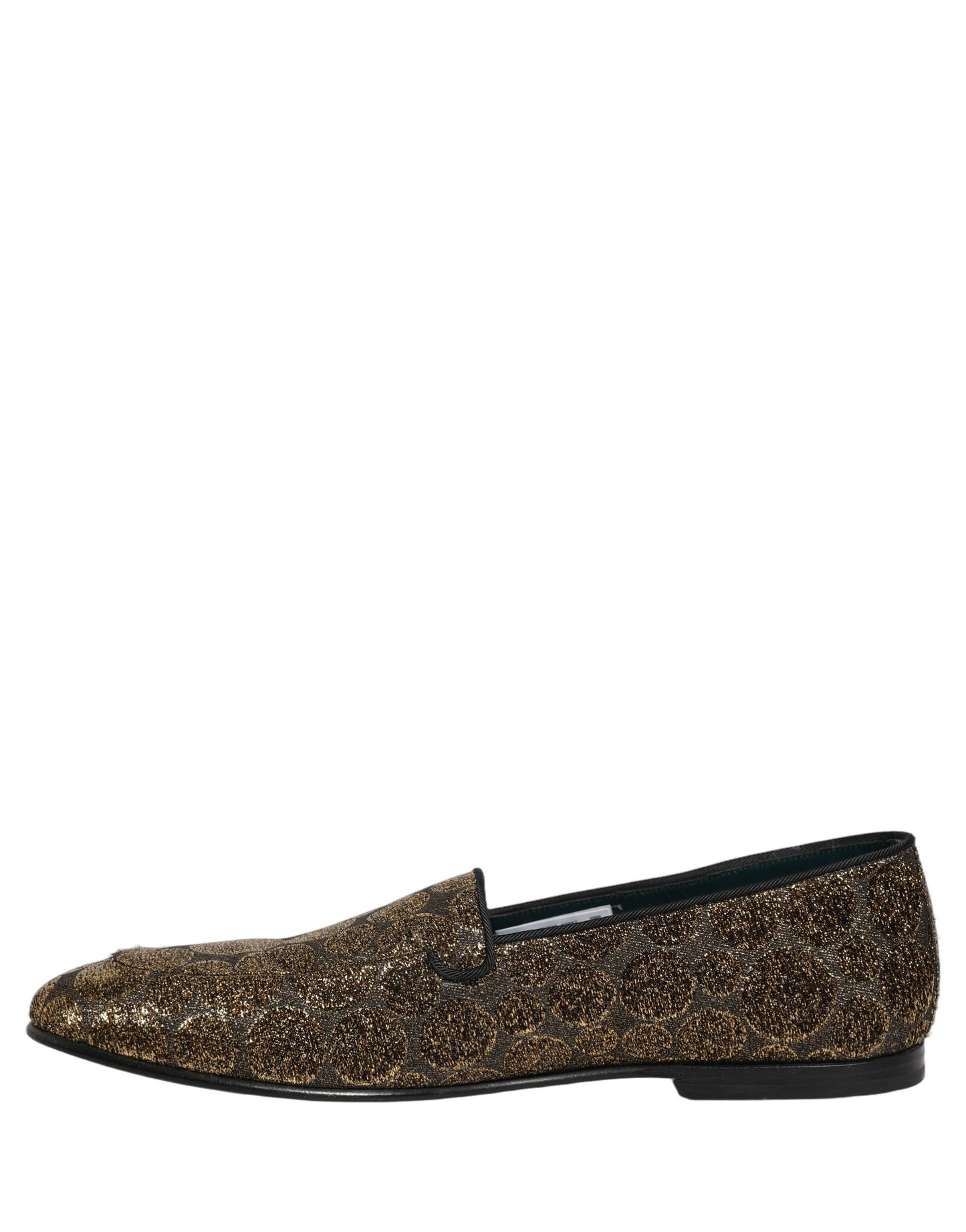 Dolce & Gabbana Gold Lurex Glitter Men Slip On Loafers