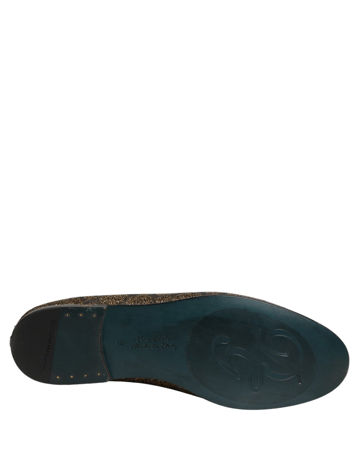 Dolce & Gabbana Gold Lurex Glitter Men Slip On Loafers