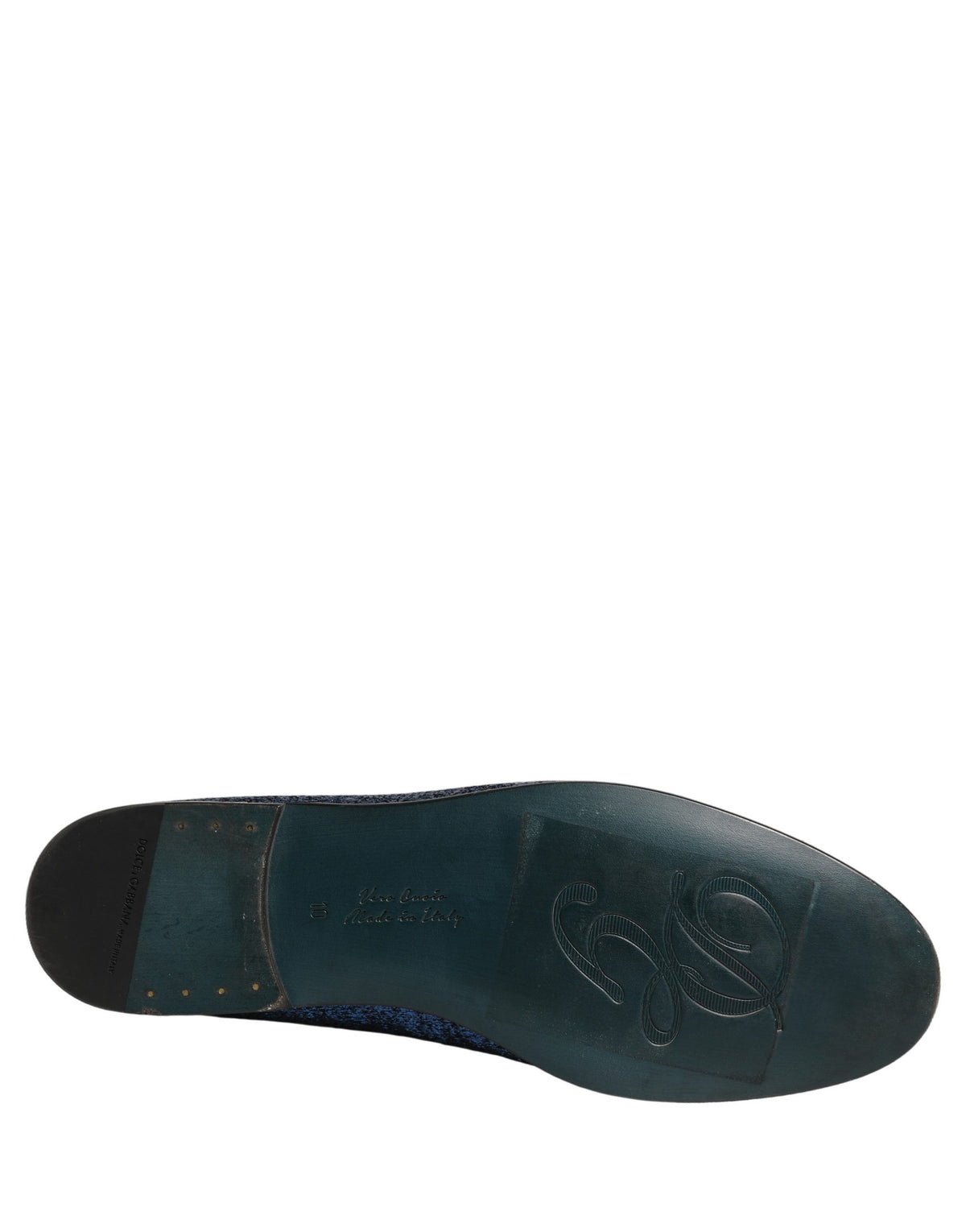 Dolce & Gabbana Blue Glitter Lurex DG Logo Loafers