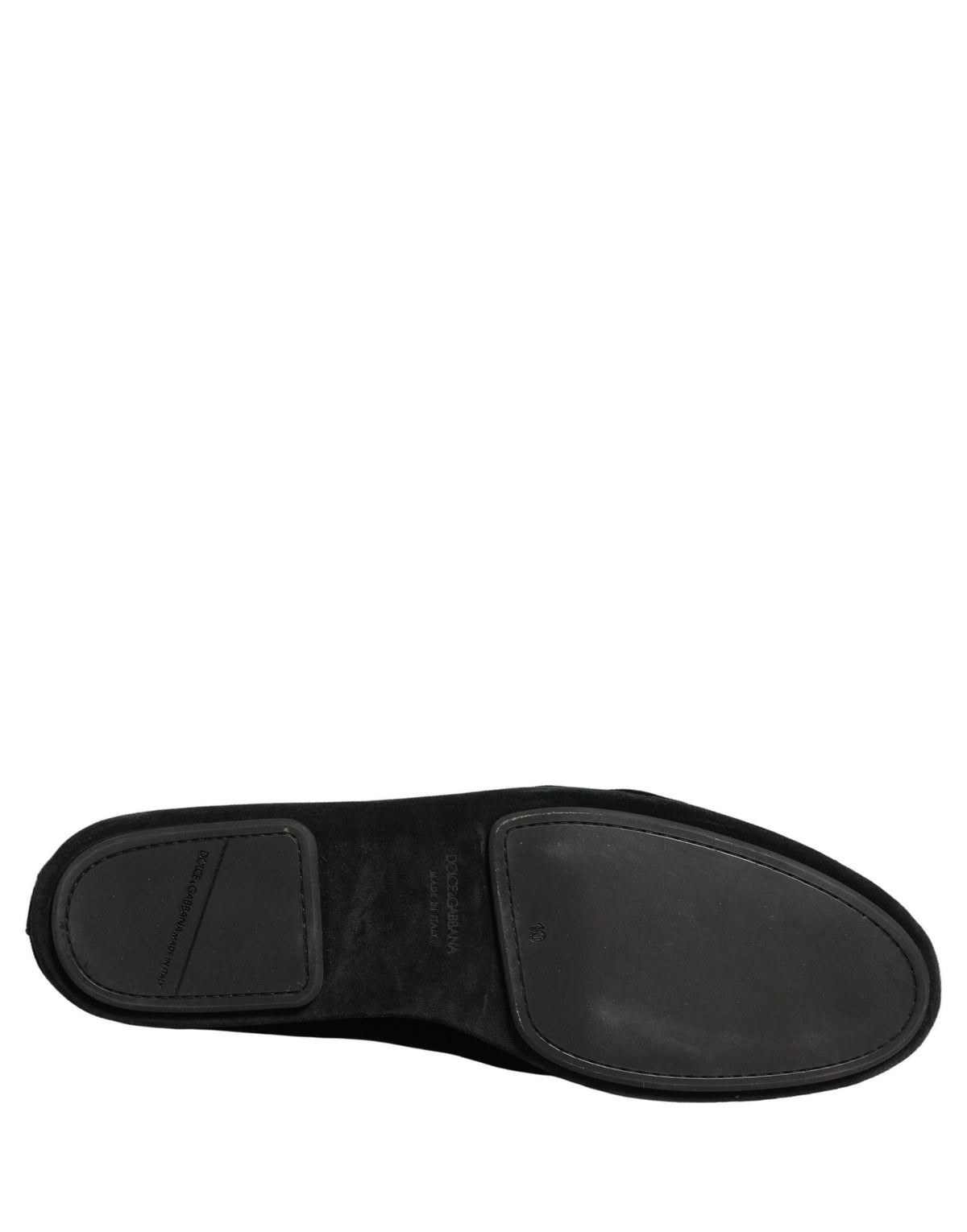 Dolce & Gabbana Black Velvet Crown Embroidery Loafers