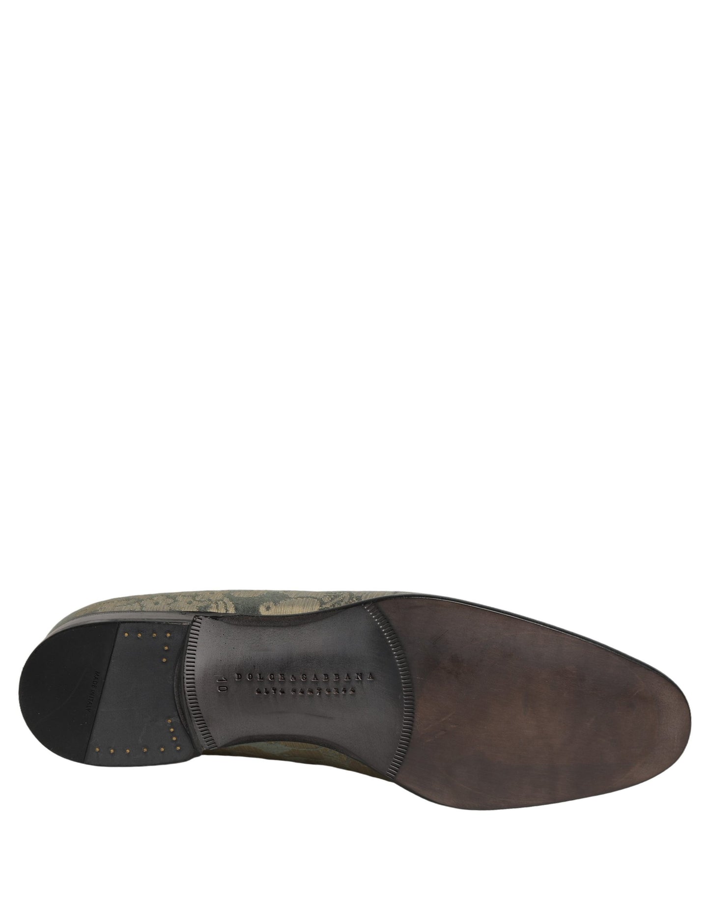 Dolce & Gabbana Gold Floral Jacquard Slip On Loafers