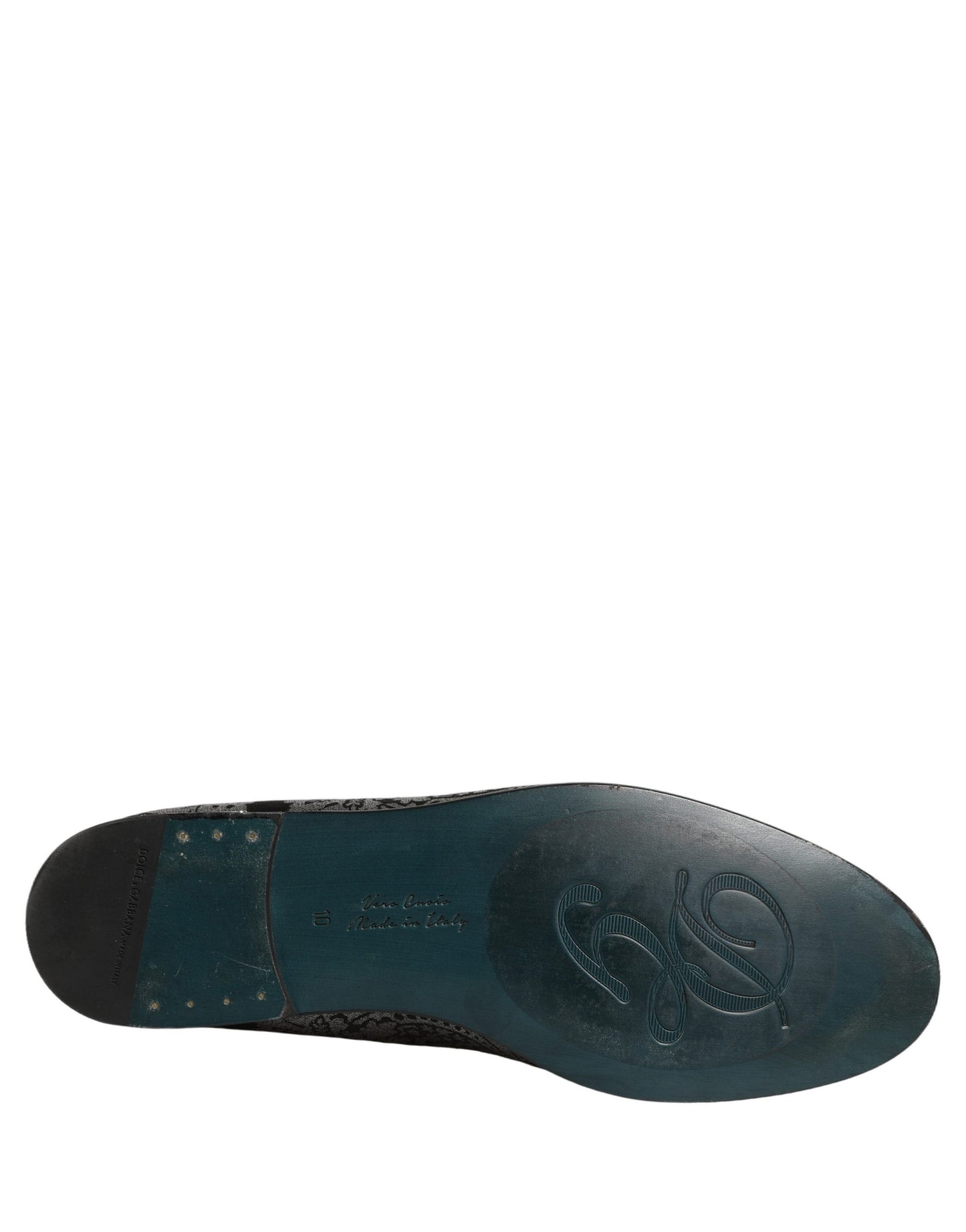 Dolce & Gabbana Silver Jacquard Leather Slip-On Loafers