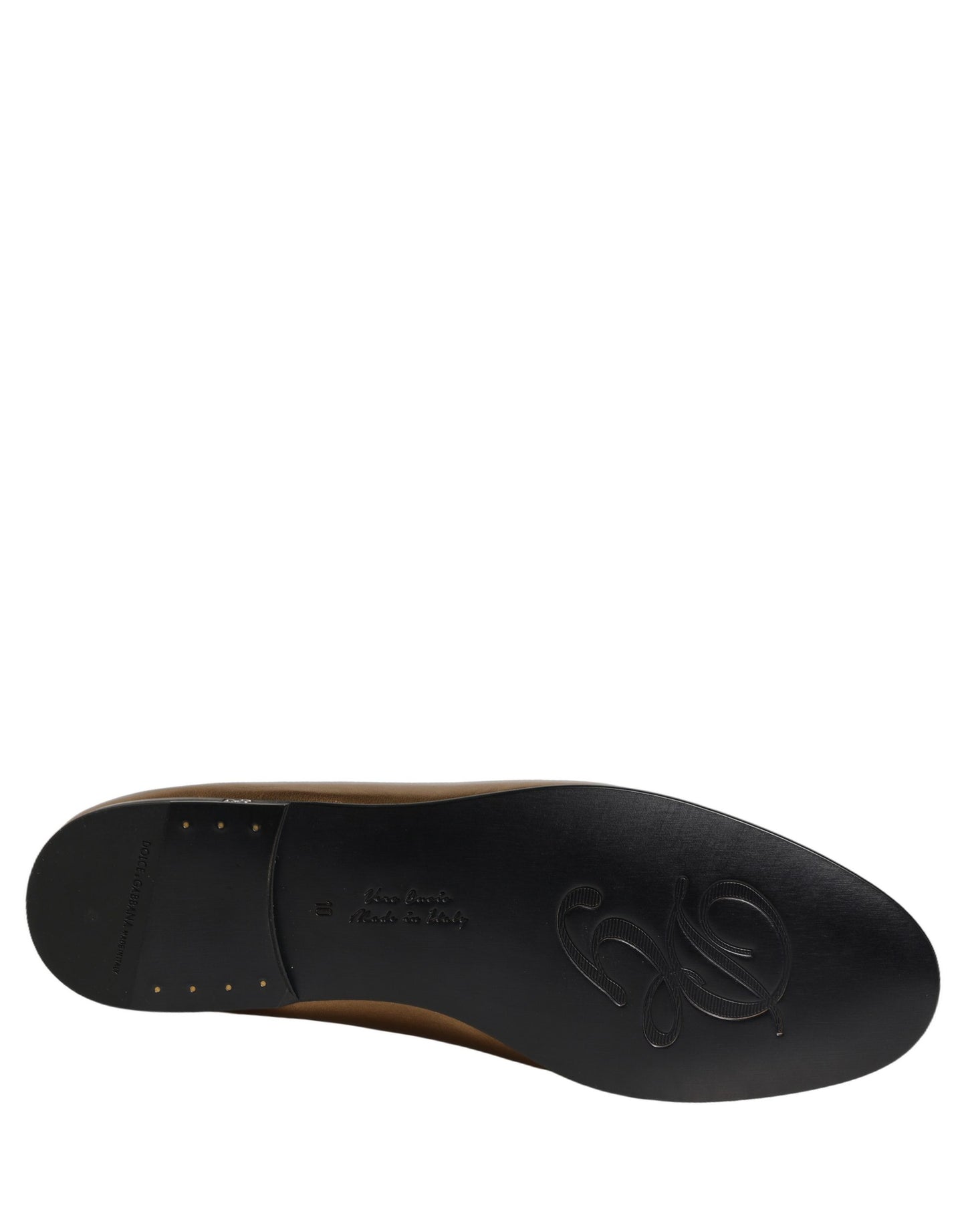 Dolce & Gabbana Gold Leather DG Logo Slip On Men Loafers